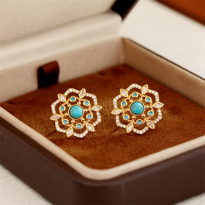 Wear FengShui Octagonal Compass Zircon Copper Balance Stud Earrings