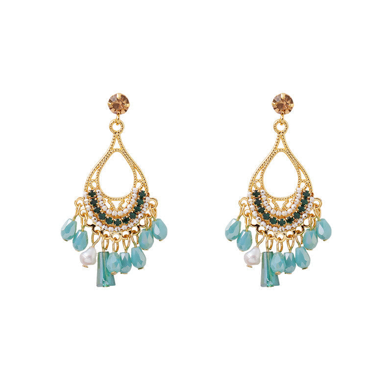 Wear FengShui Teardrop Tassel Copper Self Care Openwork Drop Dangle Earrings