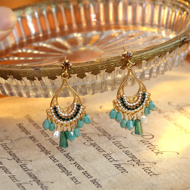 Wear FengShui Teardrop Tassel Copper Self Care Openwork Drop Dangle Earrings