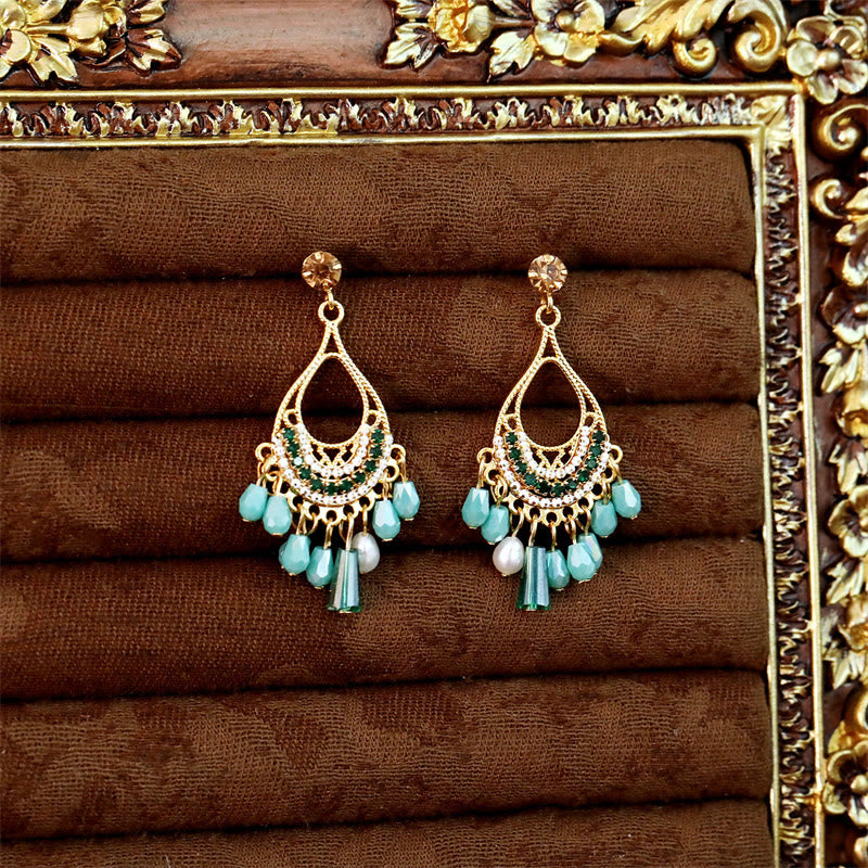 Wear FengShui Teardrop Tassel Copper Self Care Openwork Drop Dangle Earrings