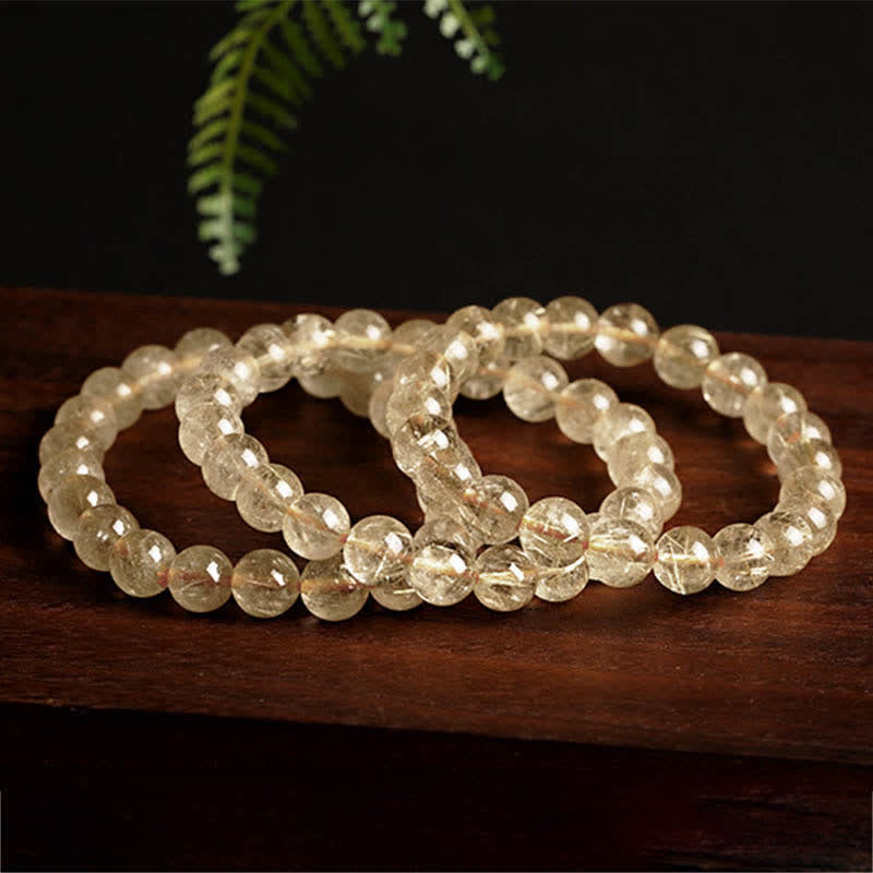 Wear FengShui Natural Golden Rutilated Quartz Auspiciousness Protection Bracelet