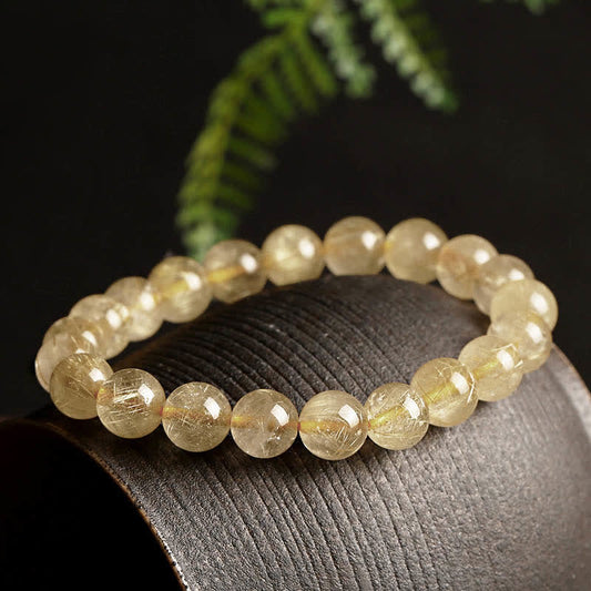 Wear FengShui Natural Golden Rutilated Quartz Auspiciousness Protection Bracelet