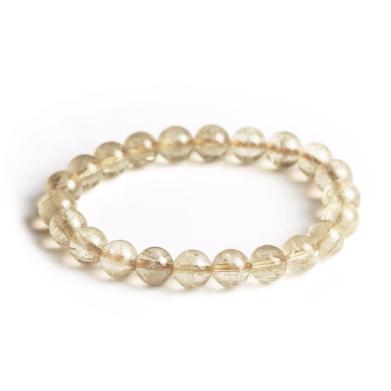 Wear FengShui Natural Golden Rutilated Quartz Auspiciousness Protection Bracelet