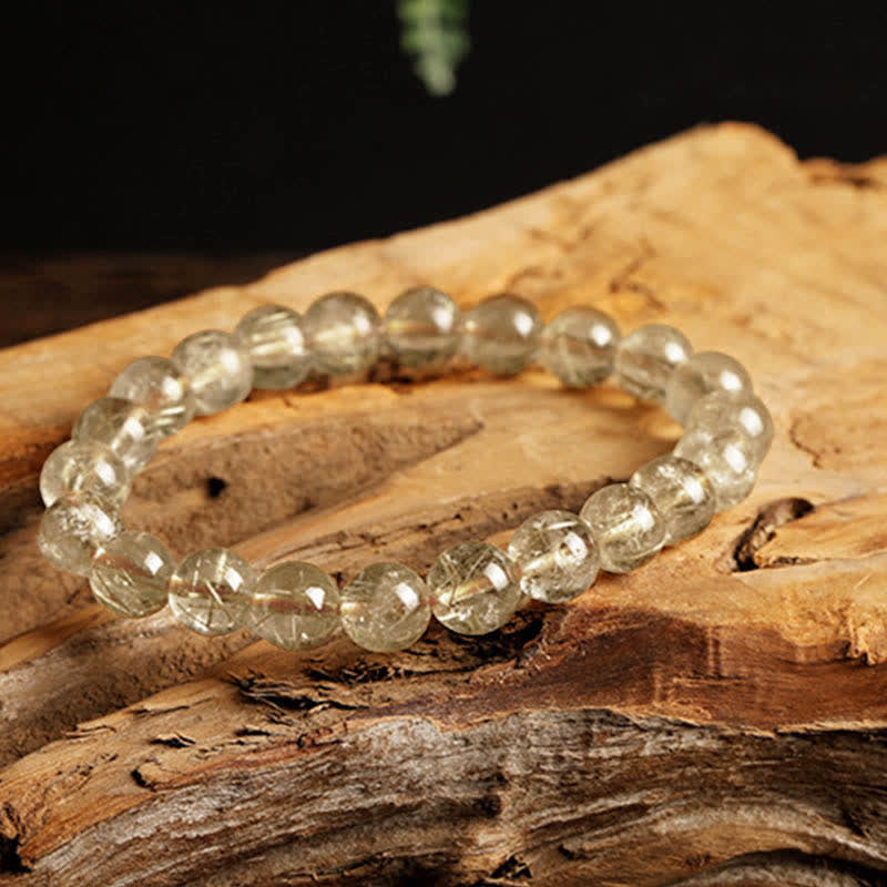 Wear FengShui Natural Golden Rutilated Quartz Auspiciousness Protection Bracelet