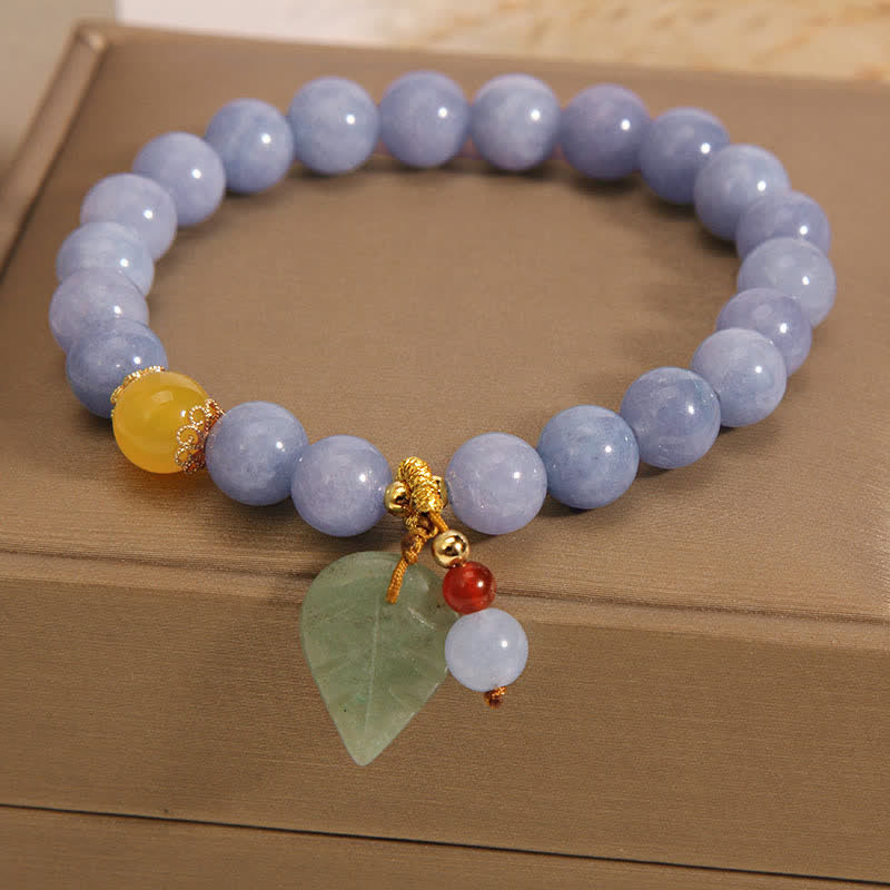 Wear FengShui Aquamarine Jade Leaf Healing Charm Bracelet
