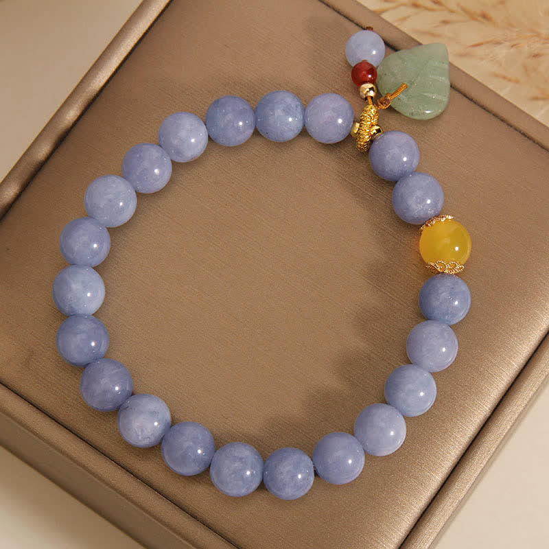 Wear FengShui Aquamarine Jade Leaf Healing Charm Bracelet