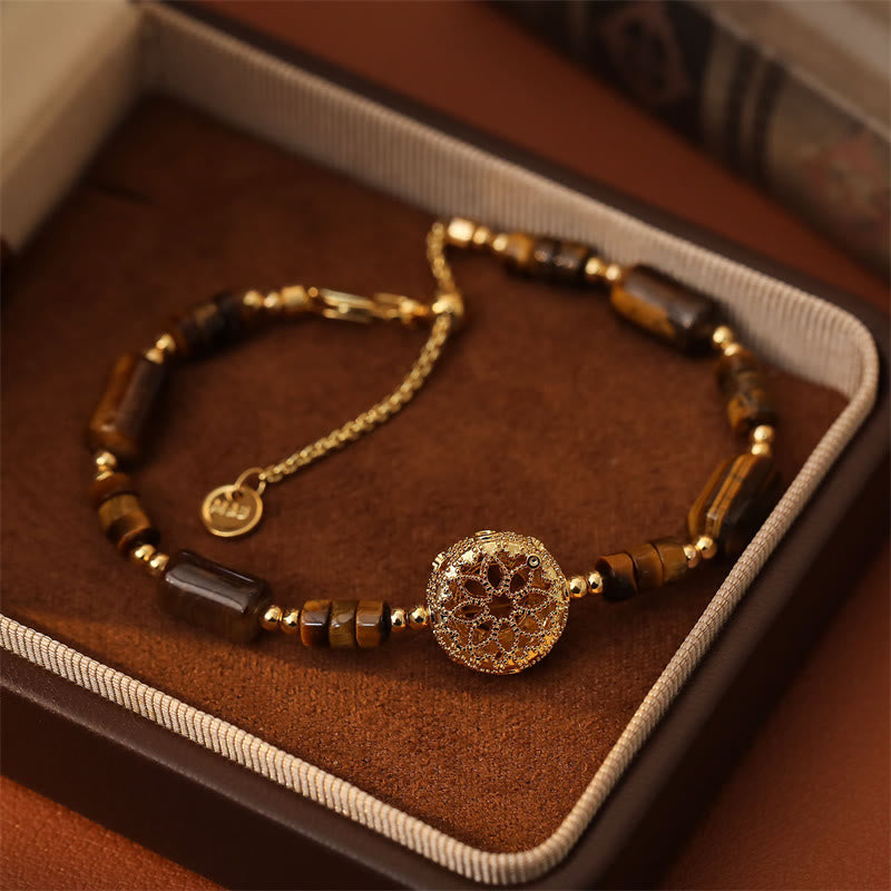 Wear FengShui Natural Tiger Eye Protection Strength Chain Bracelet