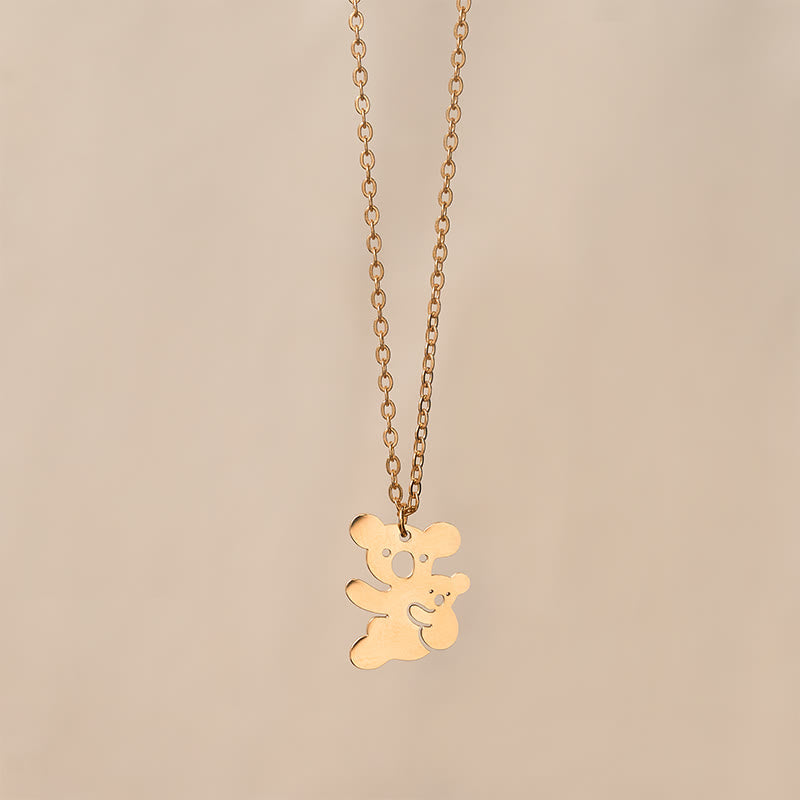 Wear FengShui "FOR DEAREST MOTHER" Koala Titanium Steel Calm Necklace Pendants Includes Gift Message Card