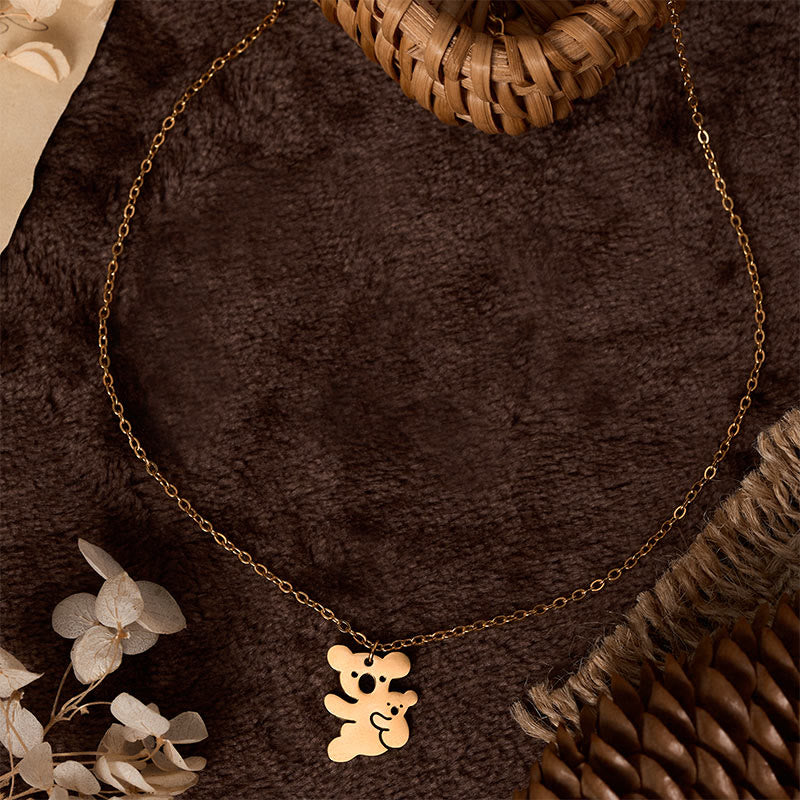 Wear FengShui "FOR DEAREST MOTHER" Koala Titanium Steel Calm Necklace Pendants Includes Gift Message Card
