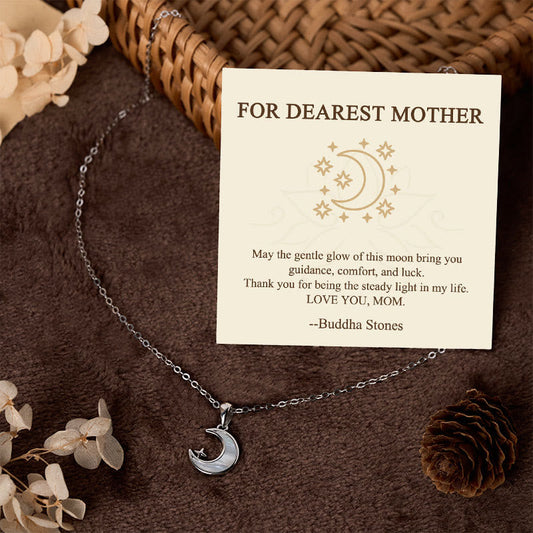 Wear FengShui "FOR DEAREST MOTHER" Moon Star 925 Sterling Silver Calm Necklace Pendants Includes Gift Message Card