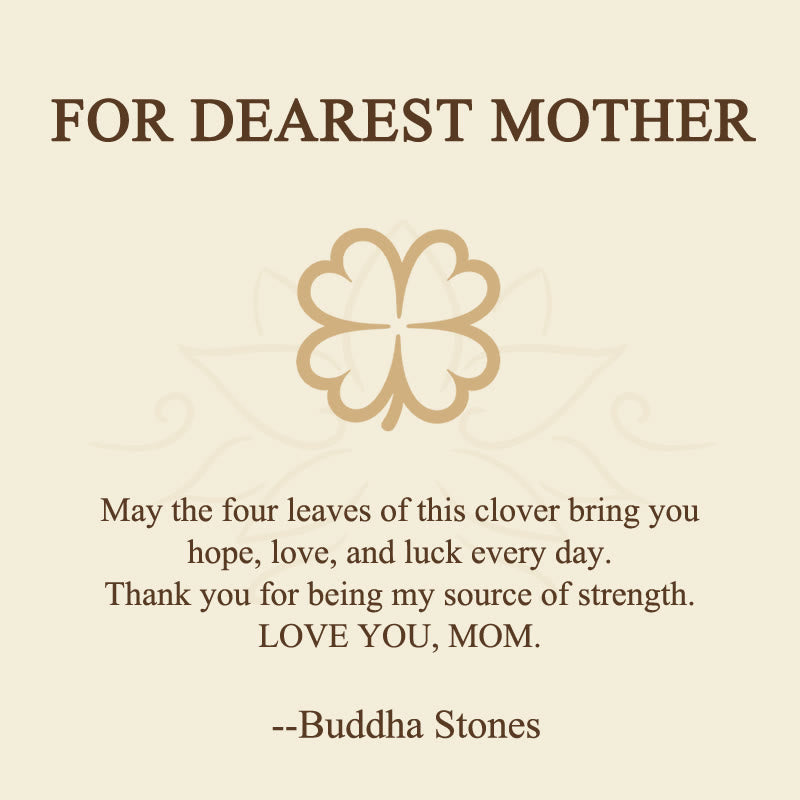Wear FengShui "FOR DEAREST MOTHER" Copper Four-Leaf Clover Luck Bracelet Includes Gift Message Card