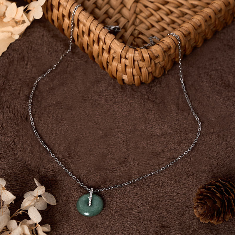 Wear FengShui "FOR DEAREST MOTHER" Peace Buckle Jade 925 Sterling Silver Luck Necklace Pendants Includes Gift Message Card
