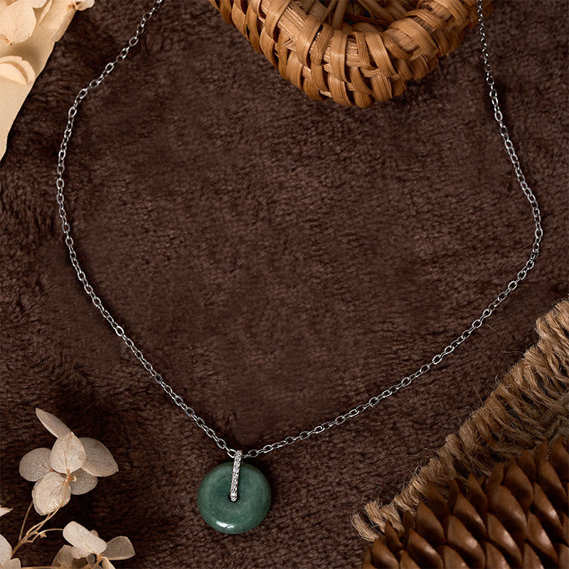Wear FengShui "FOR DEAREST MOTHER" Peace Buckle Jade 925 Sterling Silver Luck Necklace Pendants Includes Gift Message Card
