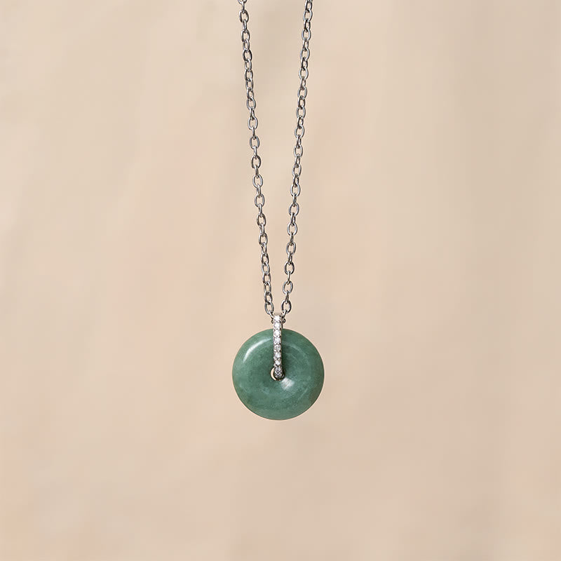 Wear FengShui "FOR DEAREST MOTHER" Peace Buckle Jade 925 Sterling Silver Luck Necklace Pendants Includes Gift Message Card