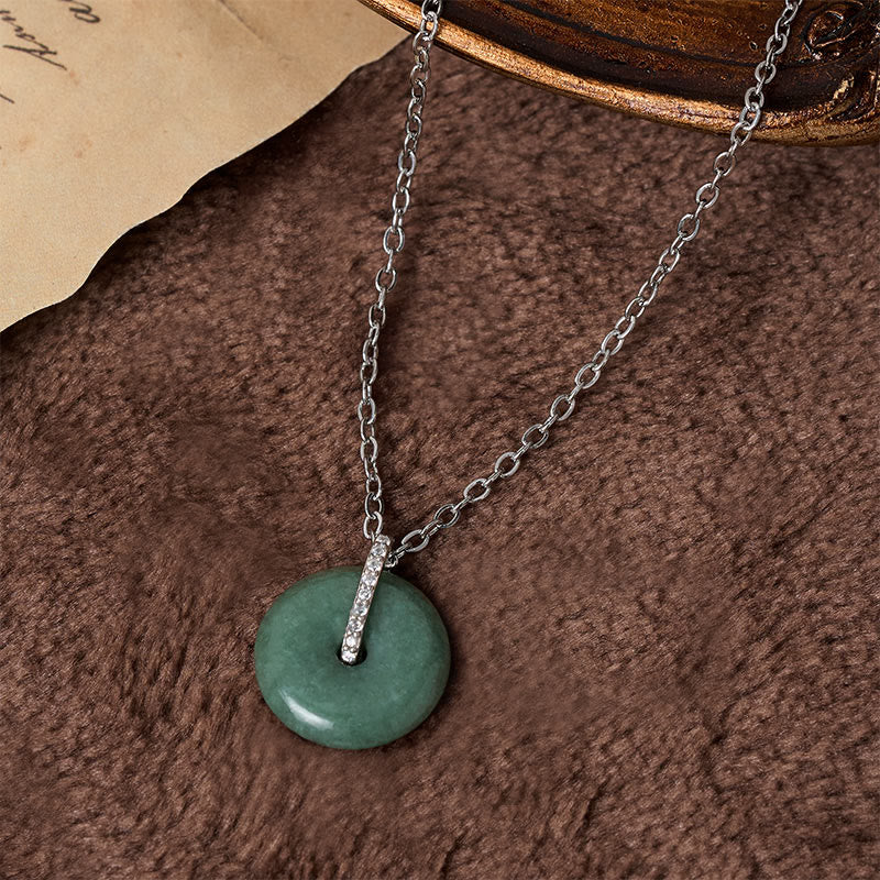 Wear FengShui "FOR DEAREST MOTHER" Peace Buckle Jade 925 Sterling Silver Luck Necklace Pendants Includes Gift Message Card