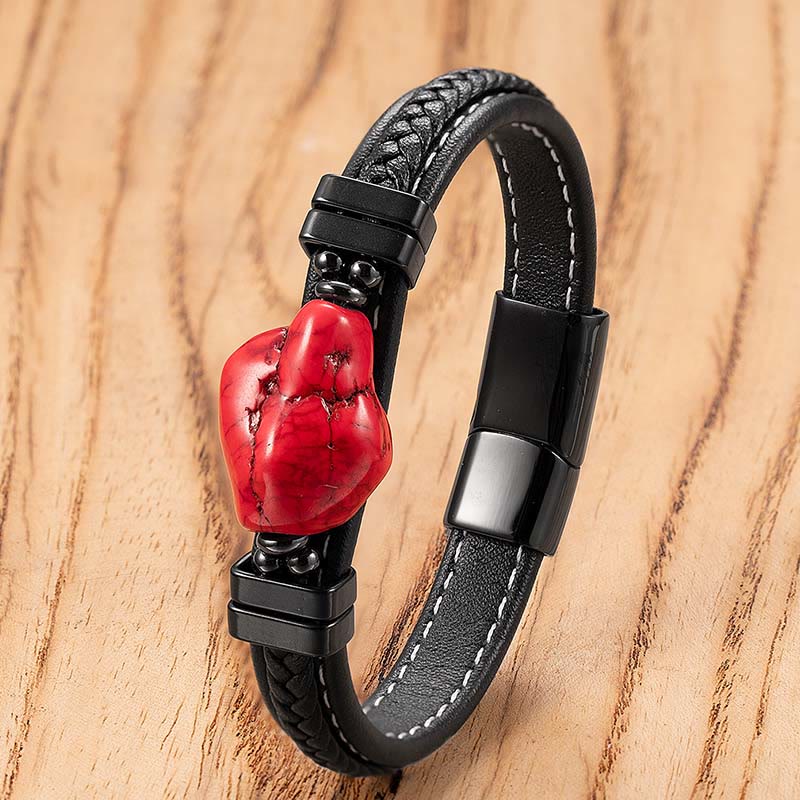Wear FengShui Synthetic Turquoise Braided Leather Bold Bracelet