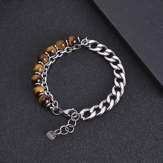 Wear FengShui Tiger Eye Picasso Jasper Frosted Stone Strength Bracelet