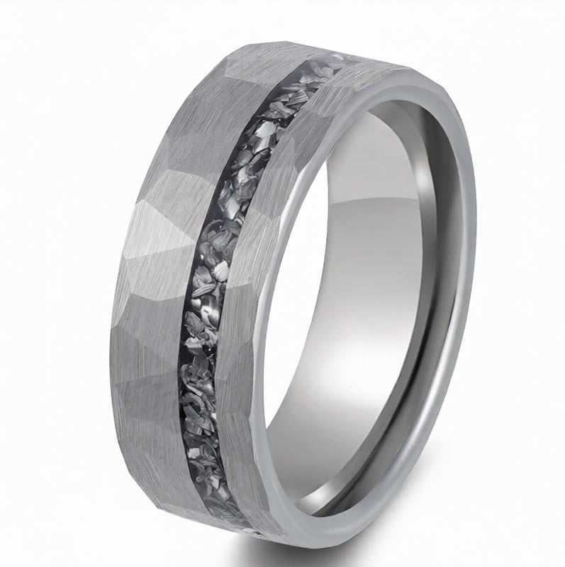 Wear FengShui Hammered Texture Tungsten Steel Strength Ring