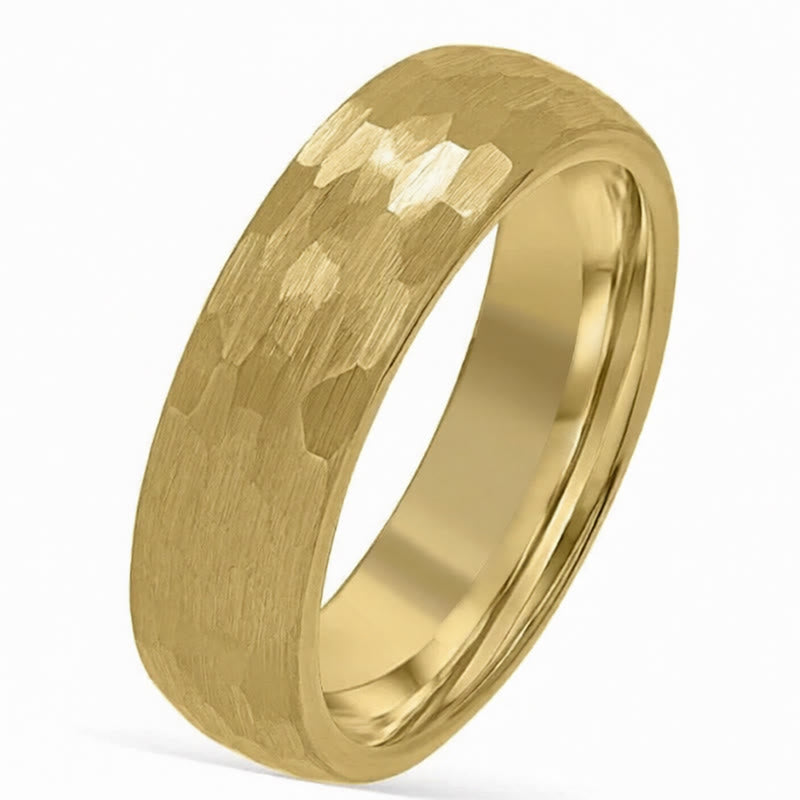 Wear FengShui Simple Hammered Texture Tungsten Steel Reliability Ring
