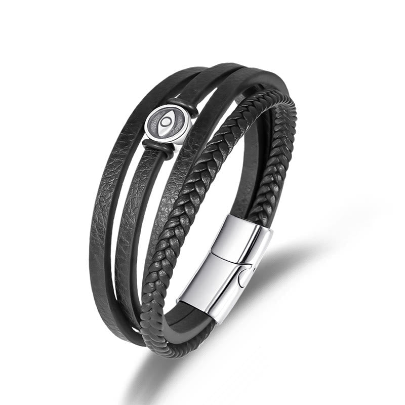 Wear FengShui Evil Eye Multilayered Braided Leather Balance Bracelet