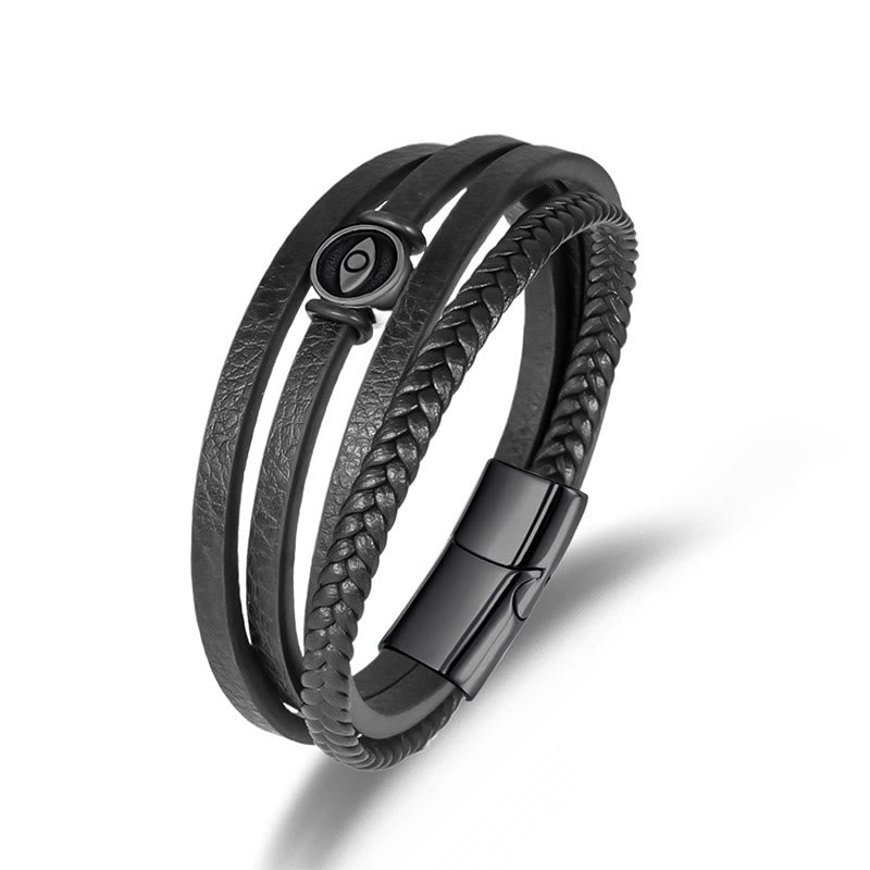 Wear FengShui Evil Eye Multilayered Braided Leather Balance Bracelet