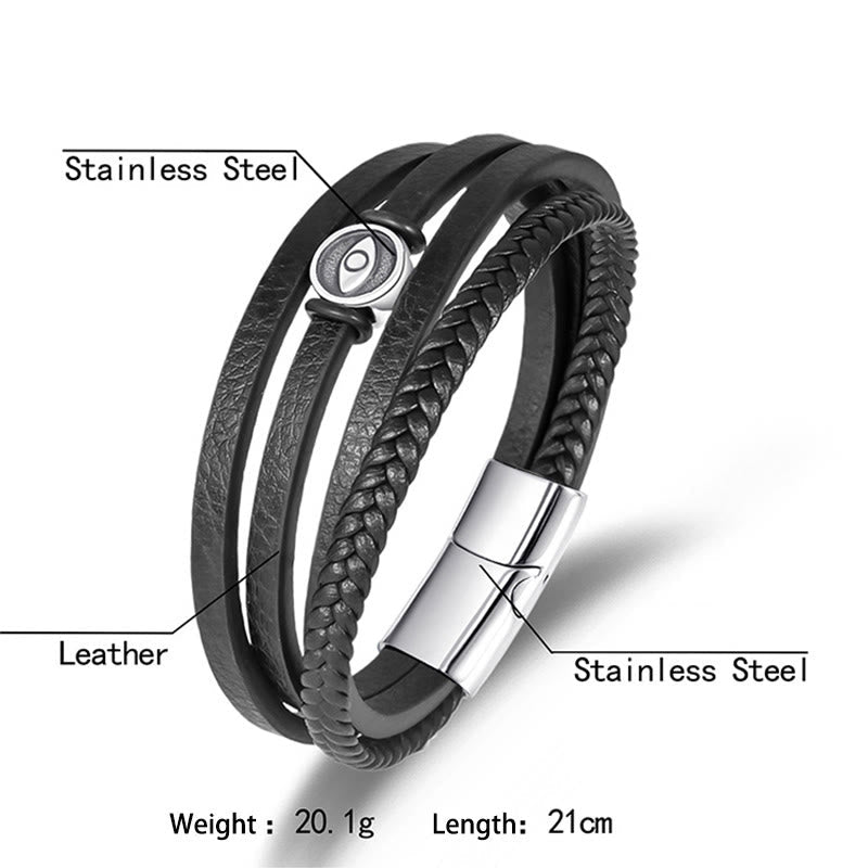 Wear FengShui Evil Eye Multilayered Braided Leather Balance Bracelet