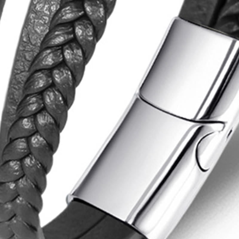 Wear FengShui Evil Eye Multilayered Braided Leather Balance Bracelet