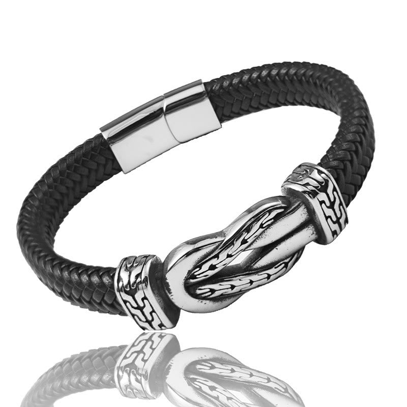 Wear FengShui Knot Design Braided Leather Balance Bracelet