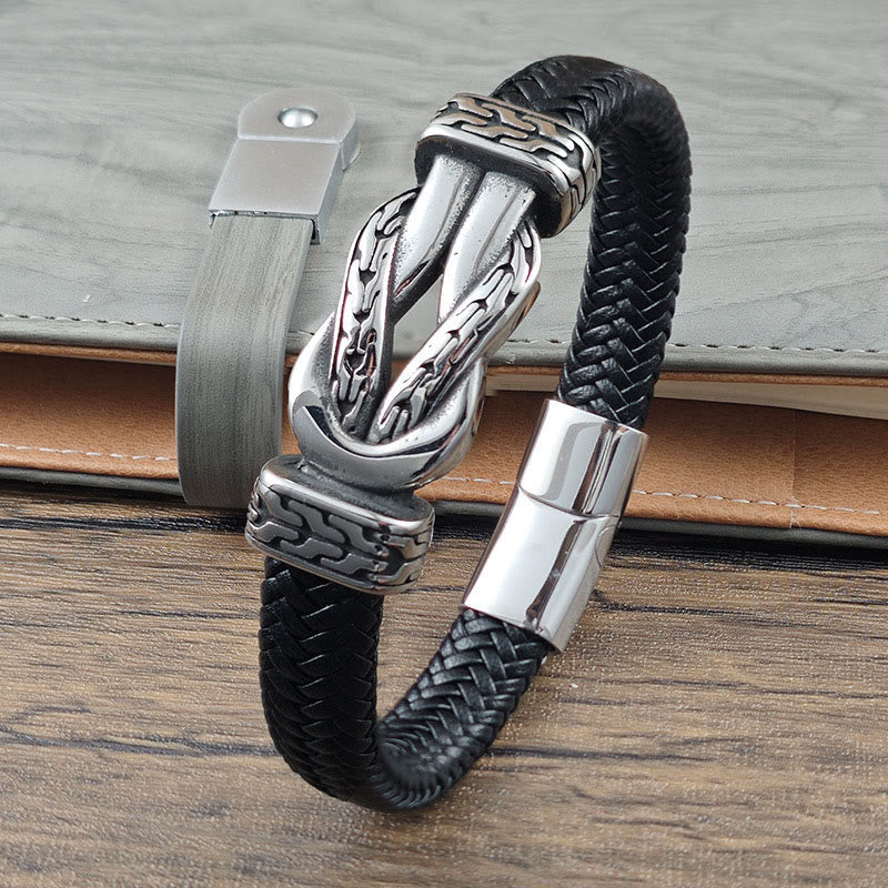 Wear FengShui Knot Design Braided Leather Balance Bracelet