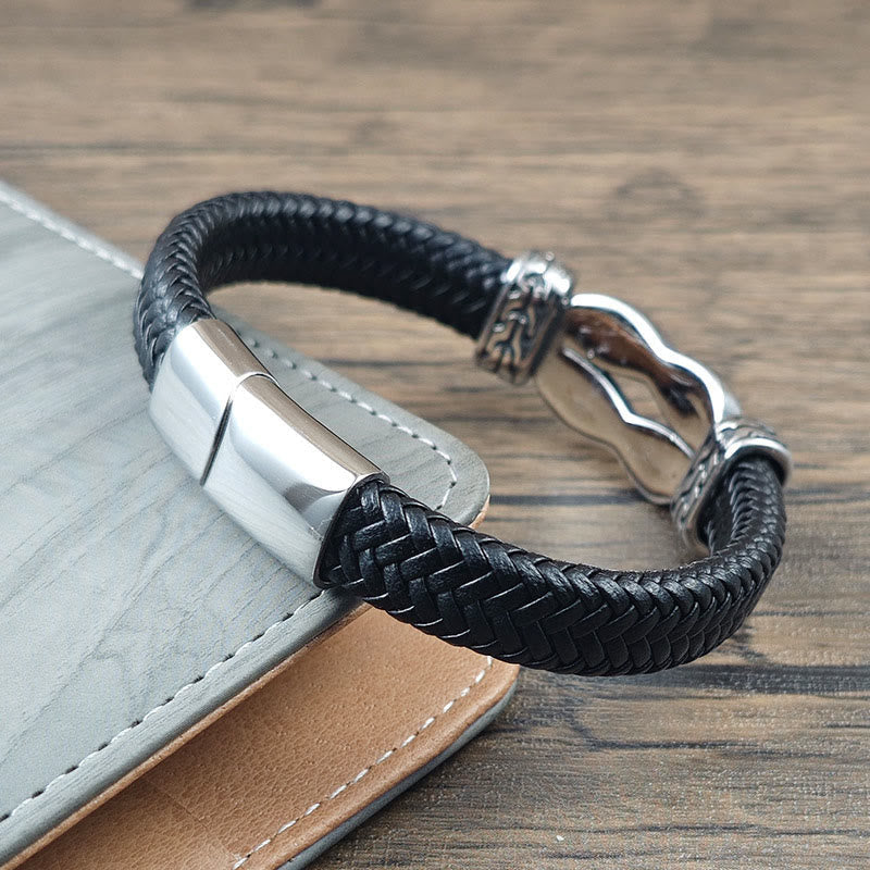 Wear FengShui Knot Design Braided Leather Balance Bracelet