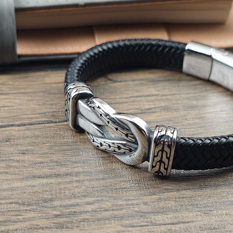 Wear FengShui Knot Design Braided Leather Balance Bracelet