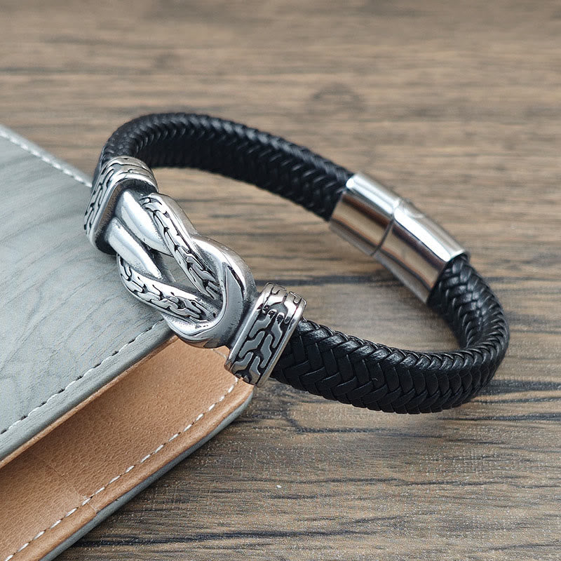 Wear FengShui Knot Design Braided Leather Balance Bracelet
