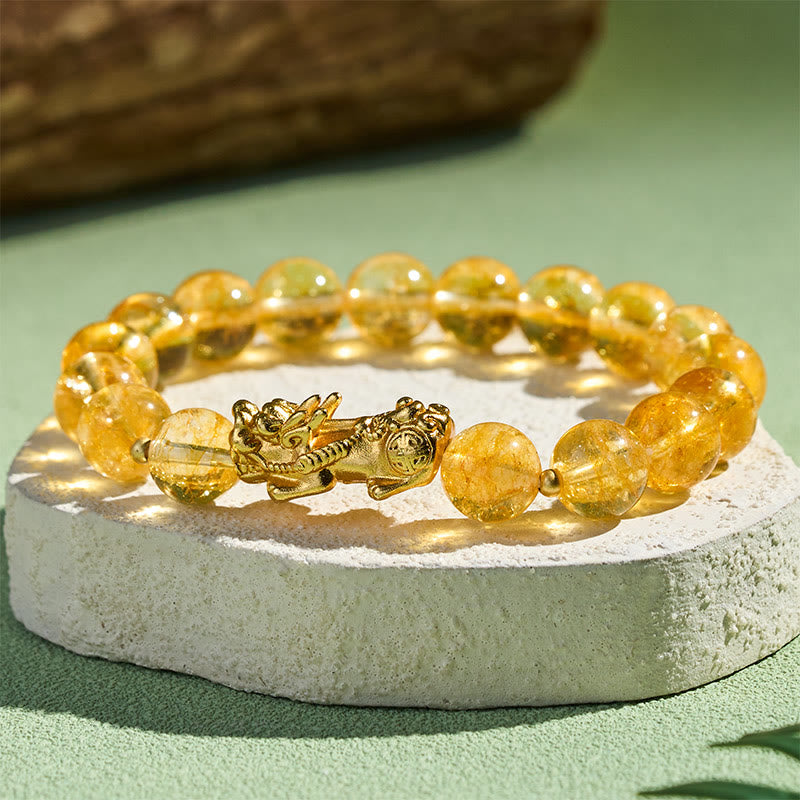 Buddha Stones Natural Citrine PiXiu Prosperity Protection Bracelet