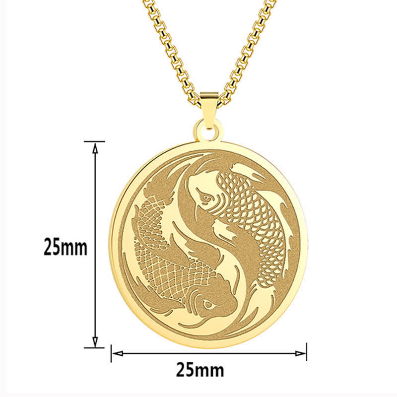 Wear FengShui Stainless Steel Double Koi Fish Success Necklace Pendant