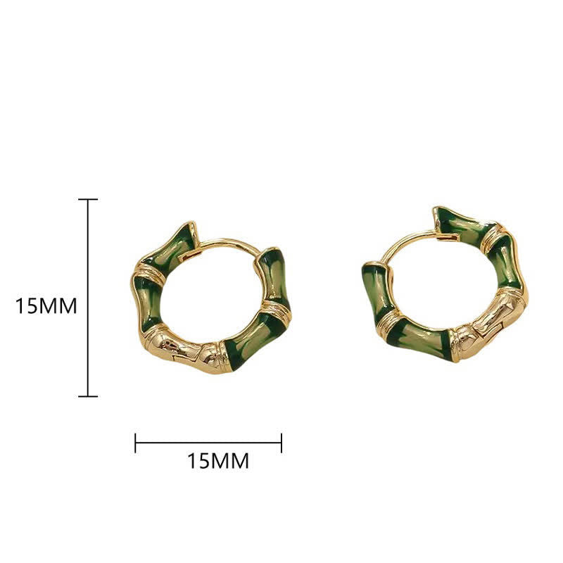 Wear FengShui Round Bamboo Dripping Design Copper Fortune Hoop Earrings