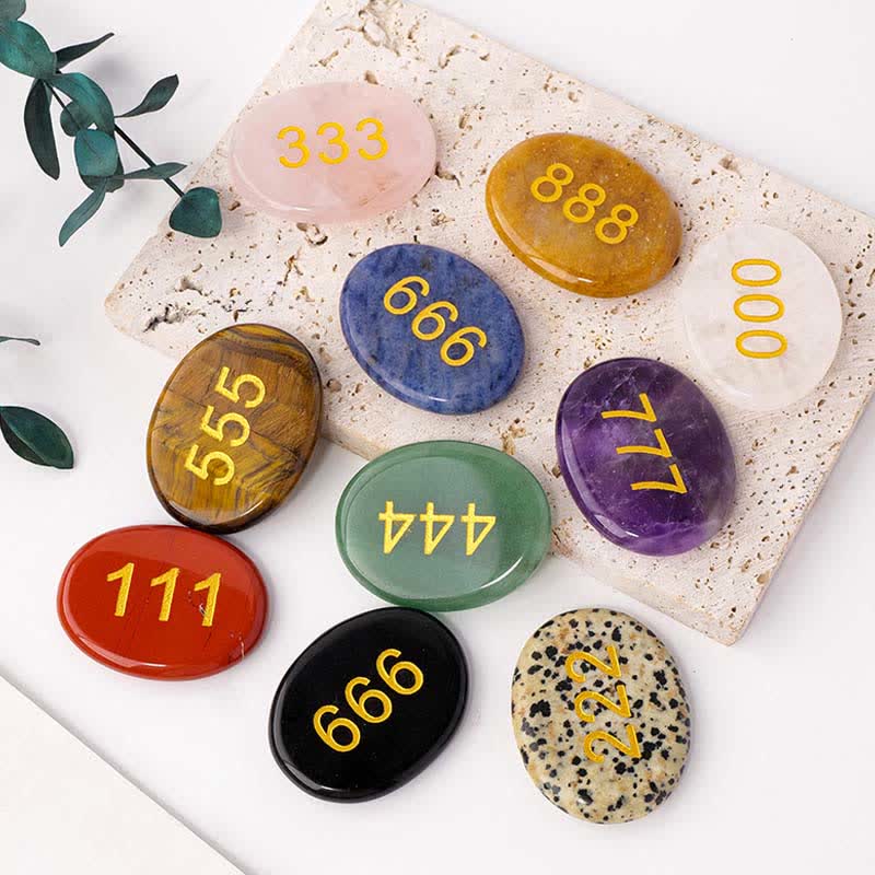 Wear FengShui Angel Numbers White Crystal Red Jasper Pink Crystal Green Aventurine Meditation Palm Stone