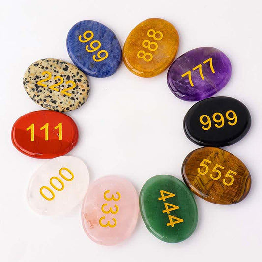Wear FengShui Angel Numbers White Crystal Red Jasper Pink Crystal Green Aventurine Meditation Palm Stone