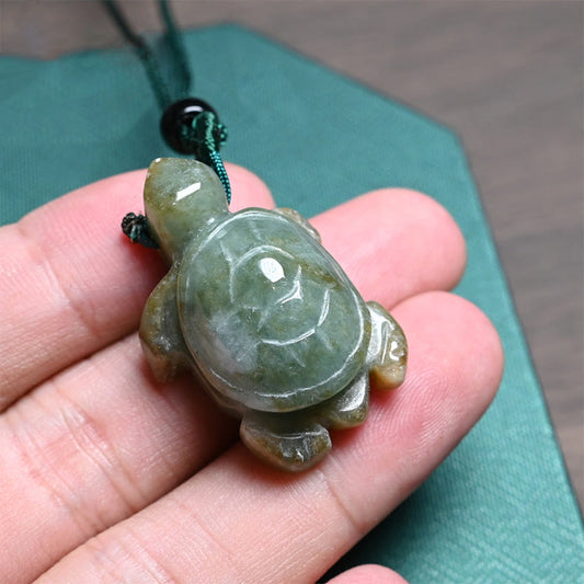 Wear FengShui Green Jade Turtle Prosperity Necklace Pendant