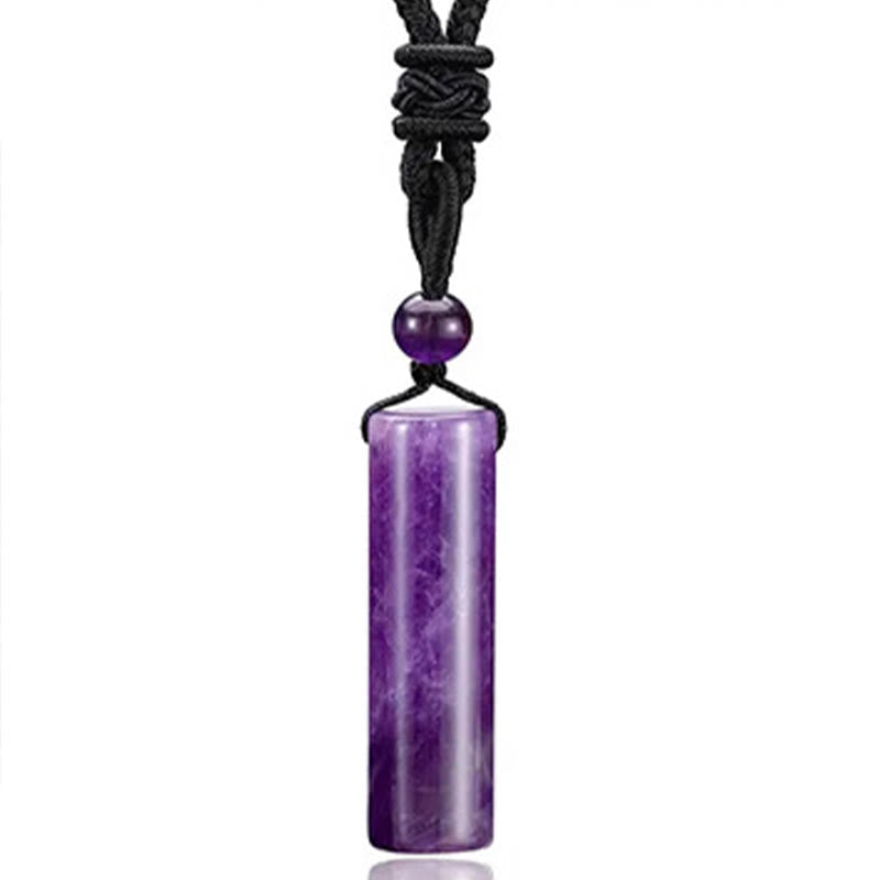 Wear FengShui Various Crystal Rose Quartz Green Aventurine Amethyst Cylinder Healing Necklace Pendant