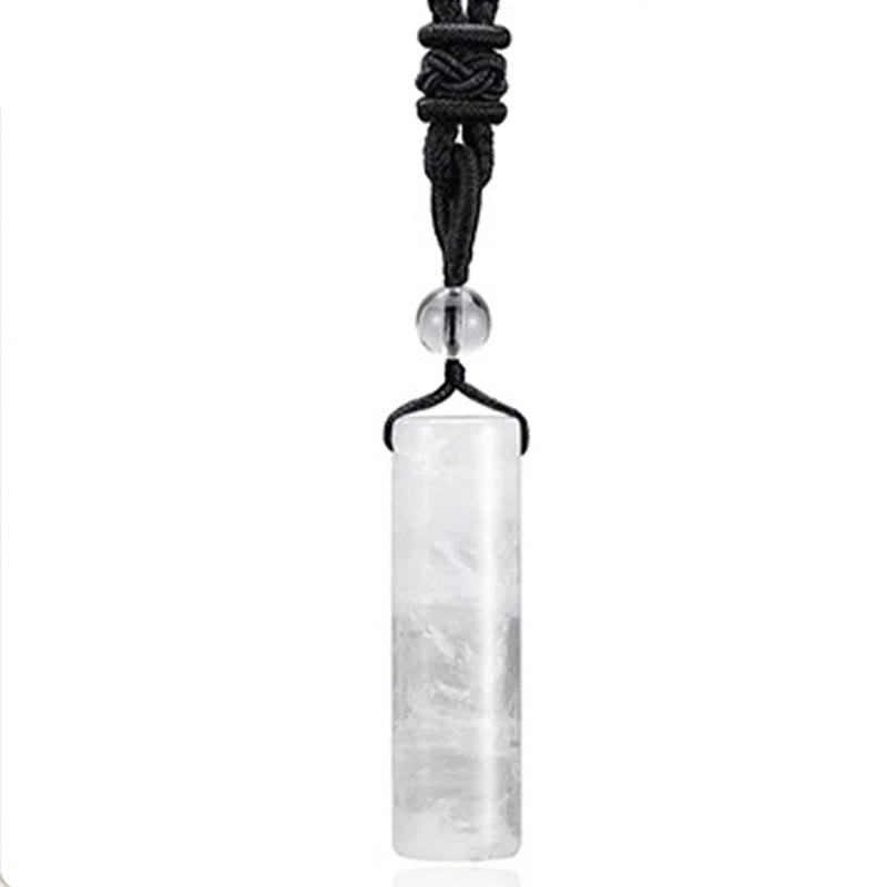 Wear FengShui Various Crystal Rose Quartz Green Aventurine Amethyst Cylinder Healing Necklace Pendant