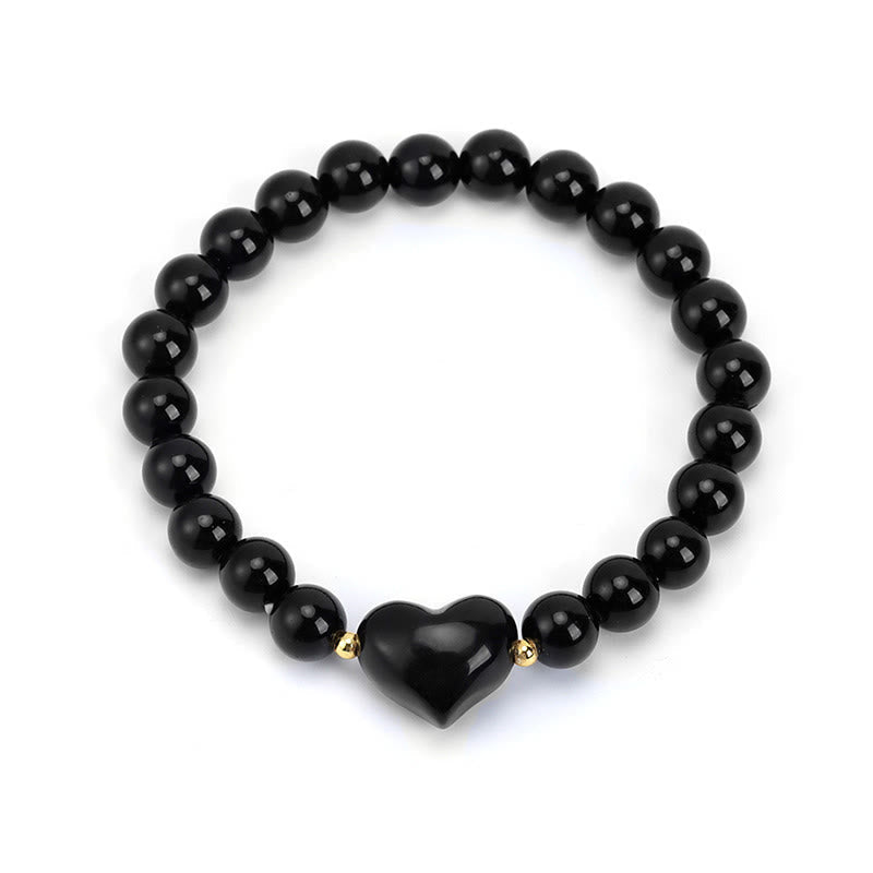 Wear FengShui Natural Amethyst Green Aventurine Tiger Eye Strawberry Quartz Love Heart Spiritual Bracelet
