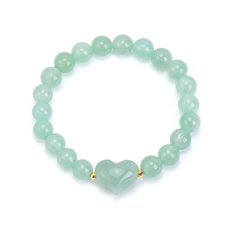 Wear FengShui Natural Amethyst Green Aventurine Tiger Eye Strawberry Quartz Love Heart Spiritual Bracelet