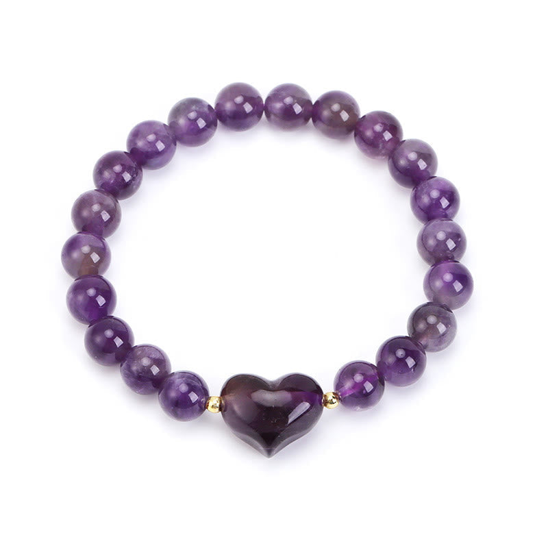 Wear FengShui Natural Amethyst Green Aventurine Tiger Eye Strawberry Quartz Love Heart Spiritual Bracelet