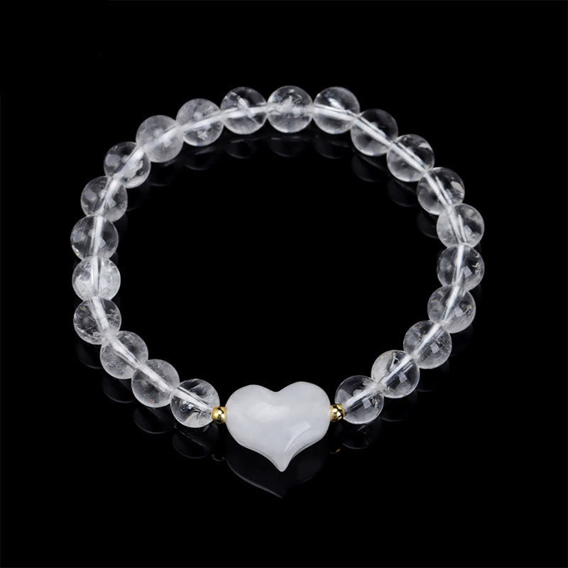 Wear FengShui Natural Amethyst Green Aventurine Tiger Eye Strawberry Quartz Love Heart Spiritual Bracelet