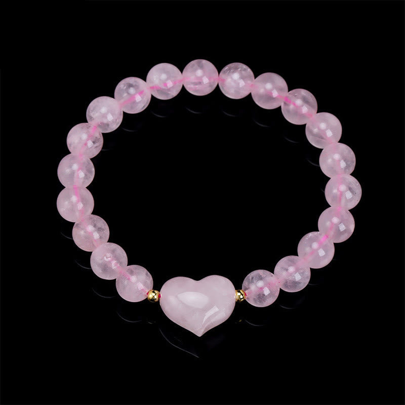 Wear FengShui Natural Amethyst Green Aventurine Tiger Eye Strawberry Quartz Love Heart Spiritual Bracelet