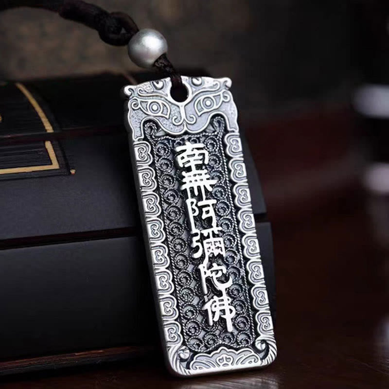 Wear FengShui Copper Namo Amitabha Om Mani Padme Hum Rope Wisdom Necklace Pendant