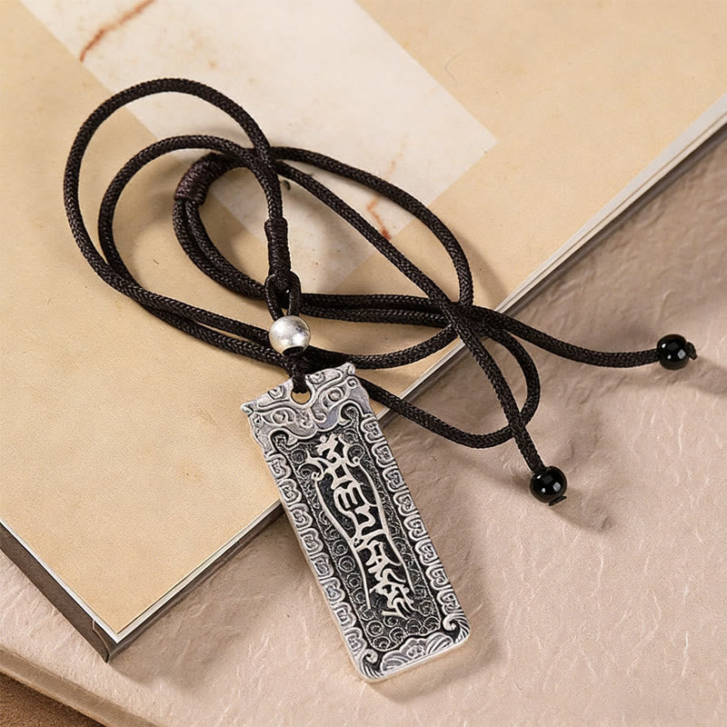 Wear FengShui Copper Namo Amitabha Om Mani Padme Hum Rope Wisdom Necklace Pendant