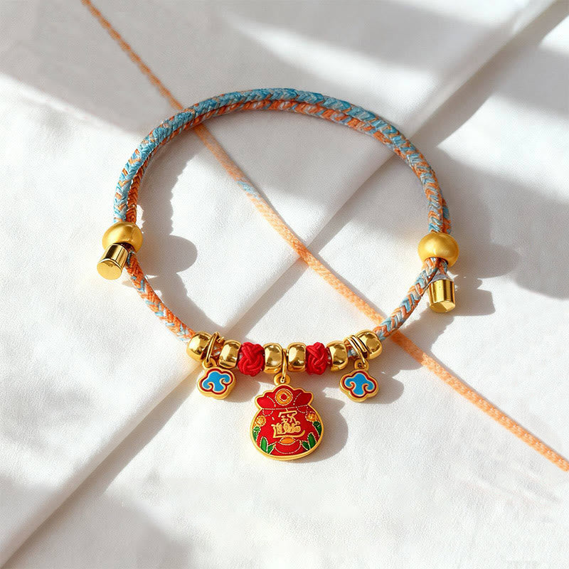 Wear FengShui Colorful String Bead Plaited Fu Character Protection Adjustable Cats Dogs Pet Collar