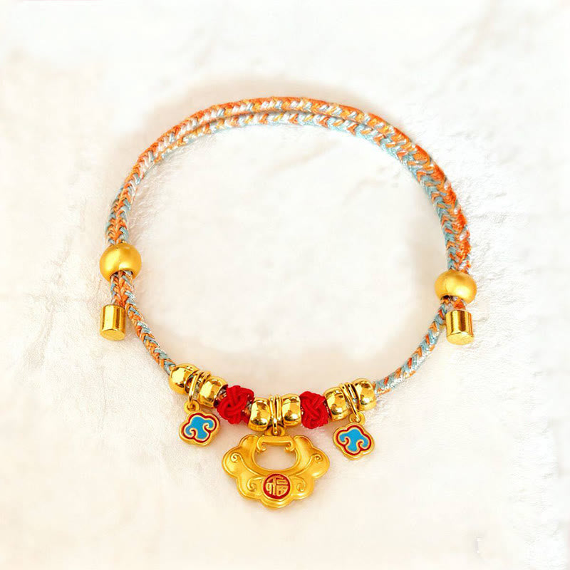 Wear FengShui Colorful String Bead Plaited Fu Character Protection Adjustable Cats Dogs Pet Collar