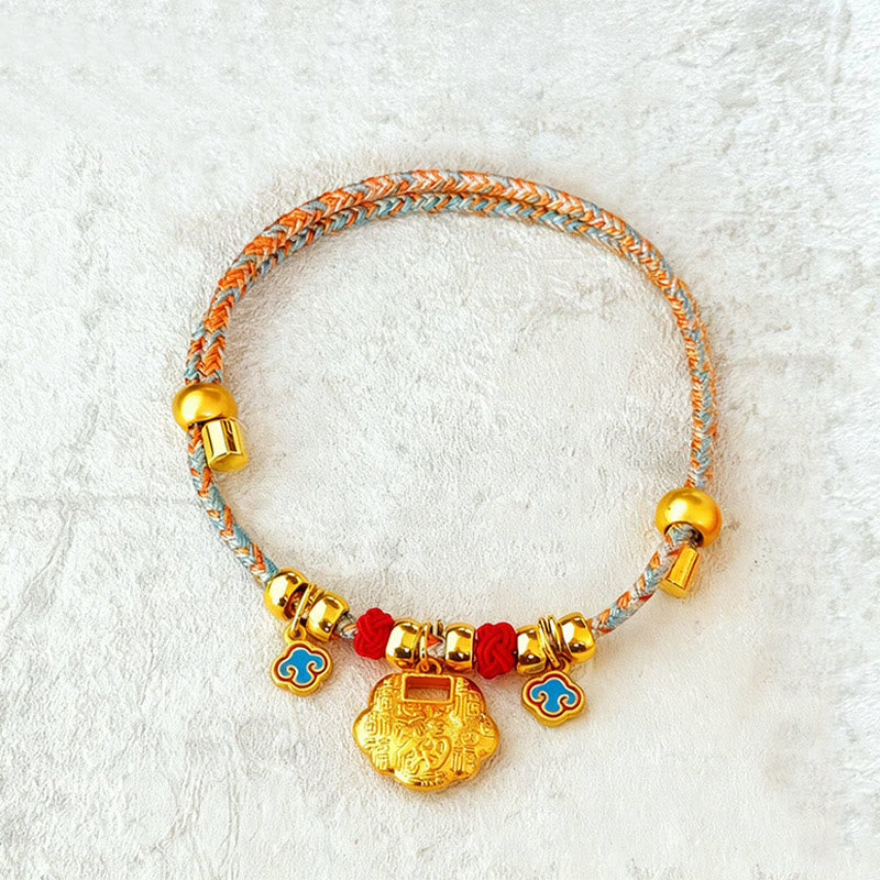 Wear FengShui Colorful String Bead Plaited Fu Character Protection Adjustable Cats Dogs Pet Collar